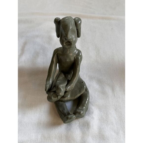 Unique Tribal Clay Statues Set of Three, Small, Signed, Unknown Signature - Picture 9 of 11